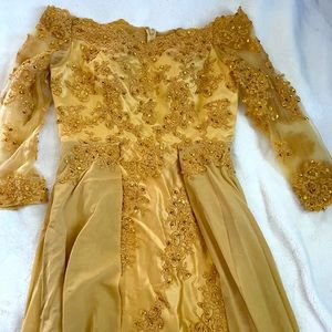Mother of the Bride Gown, Gold Gown, Sequined